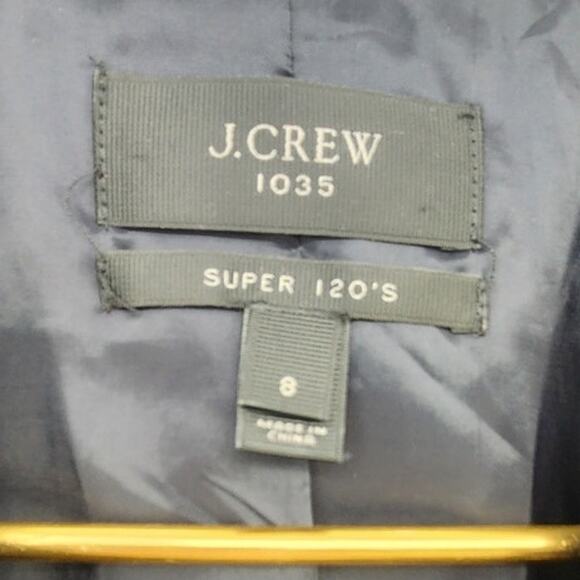 J. Crew 1035 Super 120's Navy 100% Virgin Wool Blazer Classic Timeless Size 8 - Picture 10 of 12